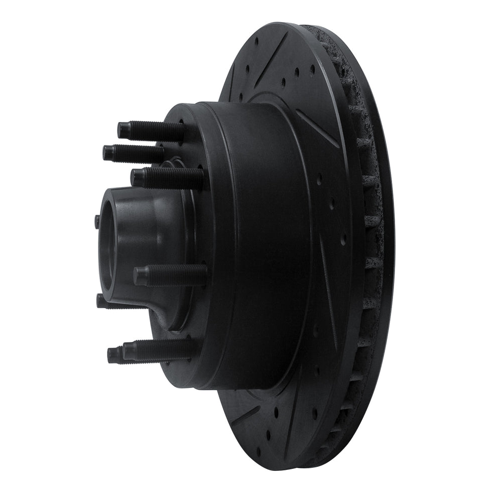 R1 95-07 Ford E-350 Econoline Club Wagon Front Left Drilled & Slotted Black Brake Rotor
