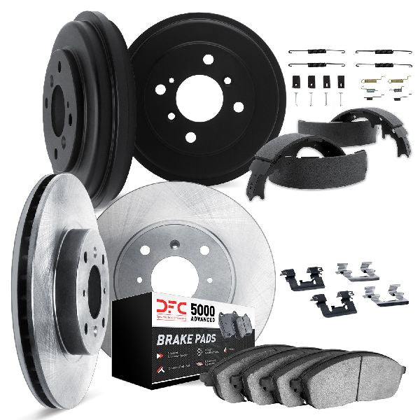 DFC 04-06 Scion xA Front & Rear Rotors with 5000 Advanced Brake Pads w/Drums/Shoes/Hardware