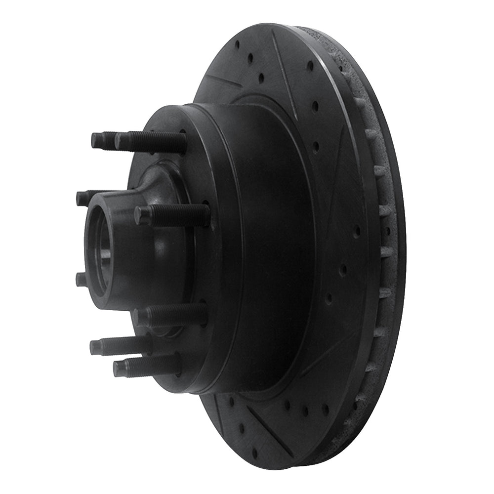 R1 95-07 Ford E-150 Econoline Front Right Drilled & Slotted Black Brake Rotor