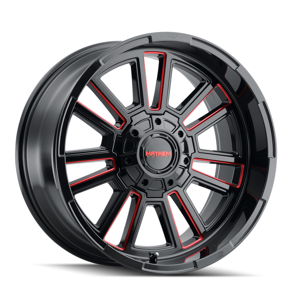 MAYHEM APOLLO 8115 GLOSS BLACK PRISM RED MILLED 20X9 6-135 6-139.7 18MM 106MM