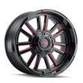 MAYHEM APOLLO 8115 GLOSS BLACK PRISM RED MILLED 20X9 6-135 6-139.7 18MM 106MM