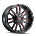 MAYHEM APOLLO 8115 GLOSS BLACK PRISM RED MILLED 20X9 6-135 6-139.7 18MM 106MM