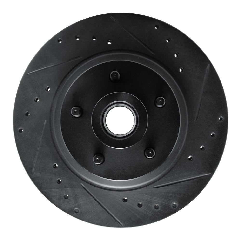 R1 69-73 Chrysler 300 Front Right Drilled & Slotted Black Brake Rotor