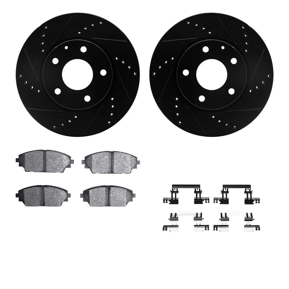 R1 E- Line Series Brake Rotor - D/S - Black w/ Ceramic Pads Hdw Fits Mazda 3