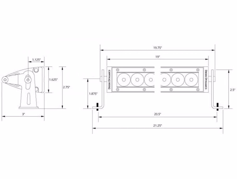 Diode Dynamics 18 In LED Light Bar Single Row Straight - Amber Combo Each Stage Series