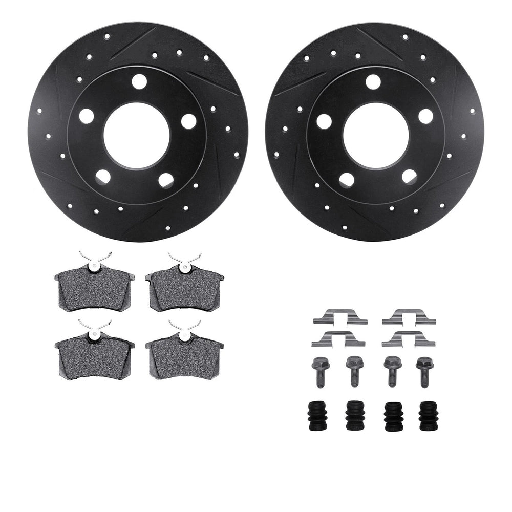 R1 E- Line Series Brake Rotor - D/S - Black w/ Ceramic Pads Hdw Fits Audi A6