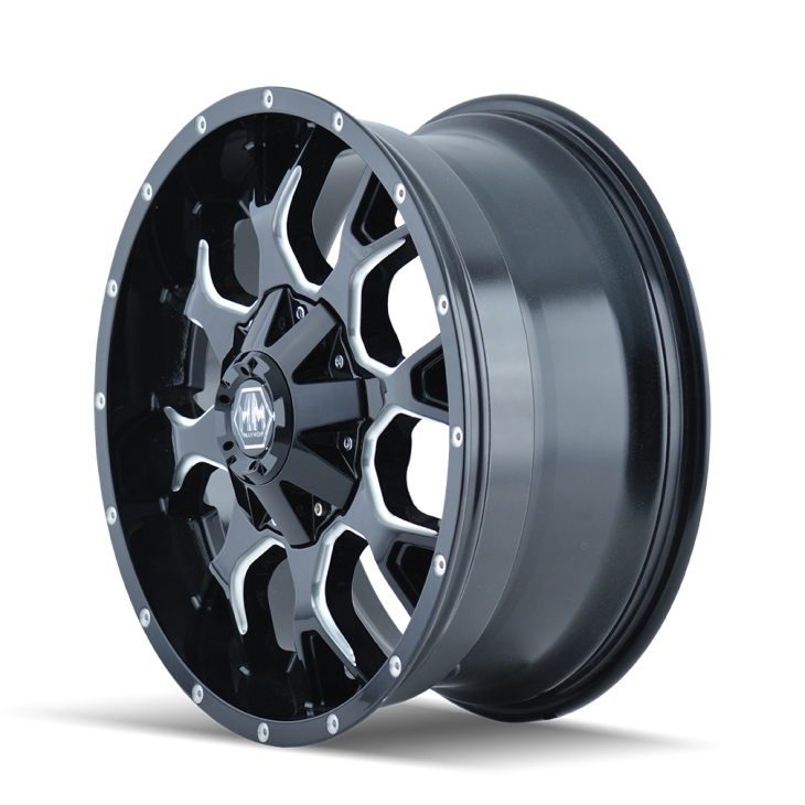 ~(48 lbs. 22X22X11)~ WARRIOR (8015) BLACK/MILLED SPOKES 20X10 8-165.1/8-170 -25MM 130.8MM
