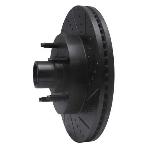 R1 04-06 Ford E-150 Front Right Drilled & Slotted Black Brake Rotor