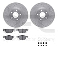 R1 04-15 Mazda 3 Front Drilled & Slotted Silver Brake Rotor Set w/Euro Ceramic Pads and Hardware
