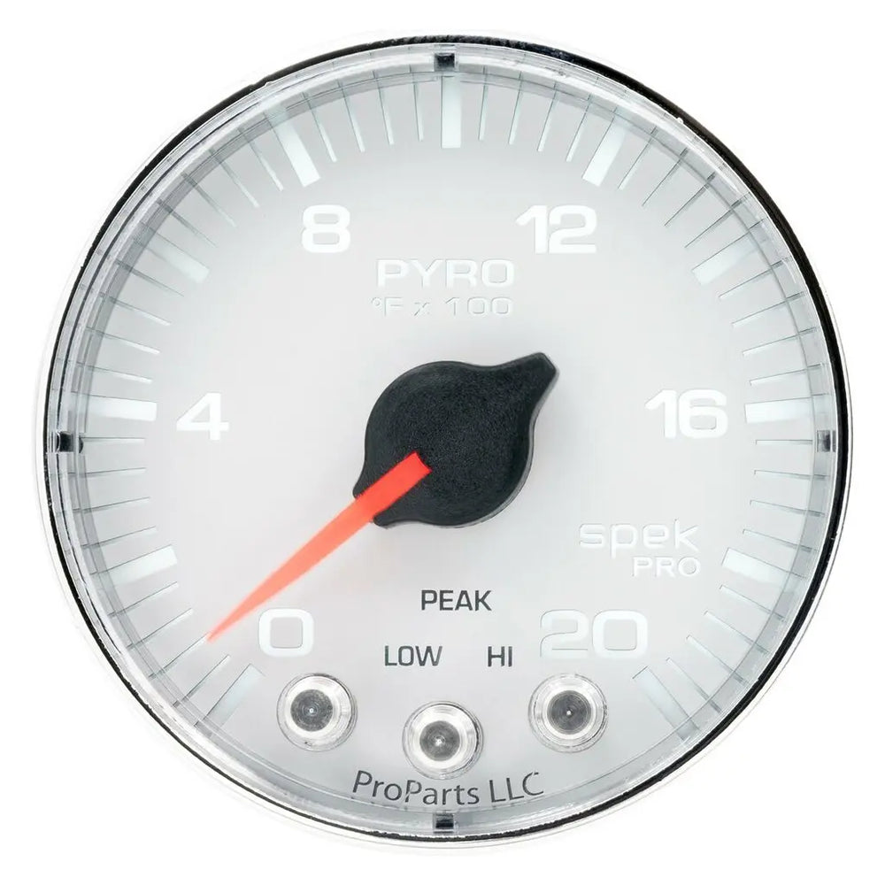 GAUGE PYRO. (EGT) 2 1/16IN 2000 DEG STEPPER MOTOR W/PEAK/WARN WHT/CHRM SPEKPRO