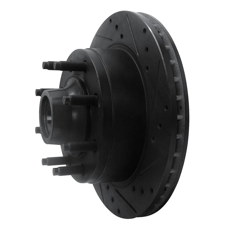 R1 95-07 Ford E-150 Econoline Front Right Drilled & Slotted Black Brake Rotor