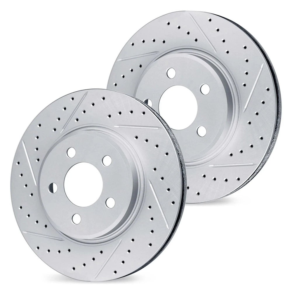R1 99-14 Acura MDX Front Drilled & Slotted Carbon Coated Brake Rotor Set