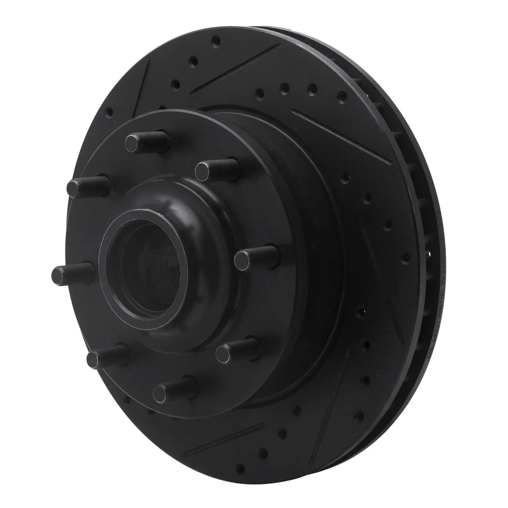 R1 93-95 Chevrolet G30 Front Left Drilled & Slotted Black Brake Rotor