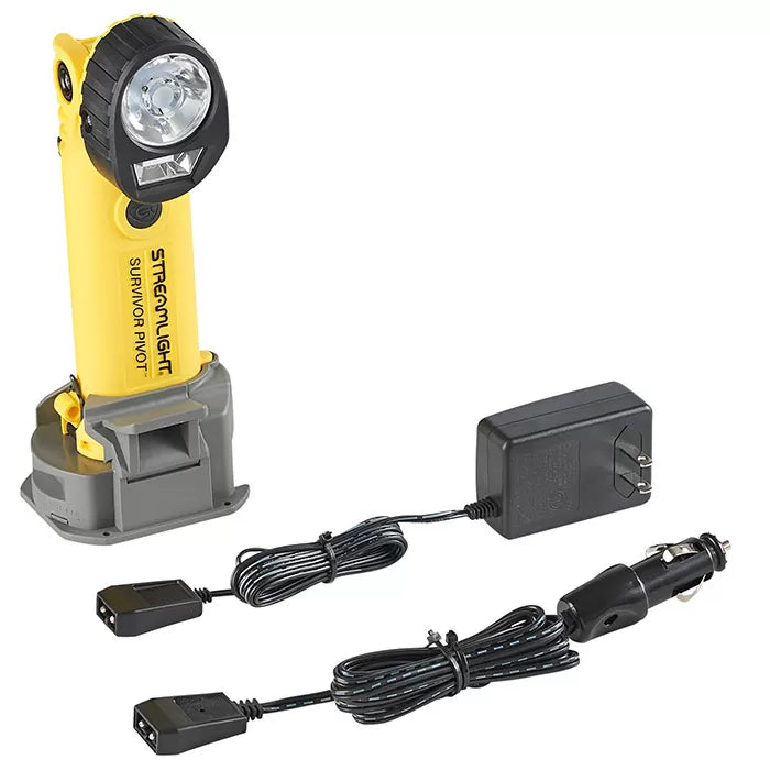SURVIVOR PIVOT DUAL SPOT & FLOOD BEAM FLASHLIGHT 120/DC YELLOW