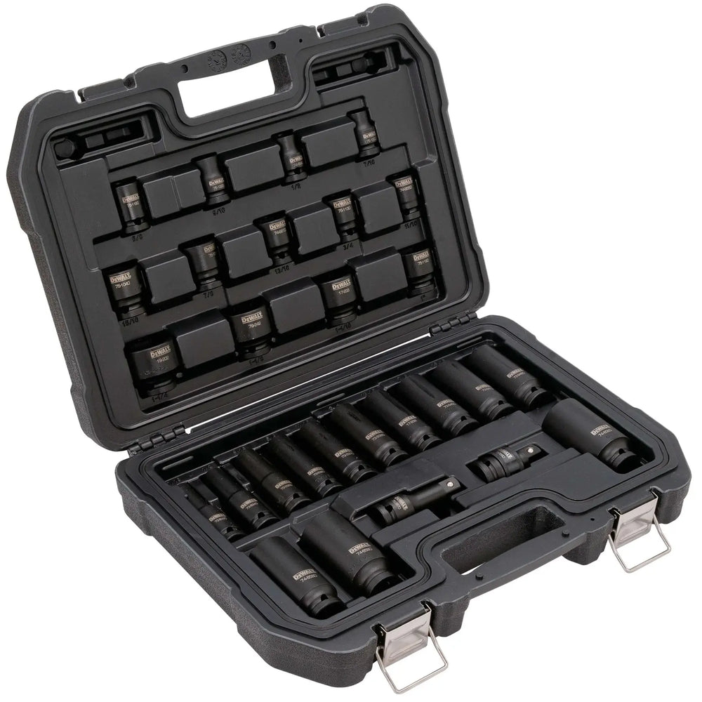 DEWALT IMPACT SOCKET SET SAE COMBINATION SET 1/2IN DRIVE 28PIECE