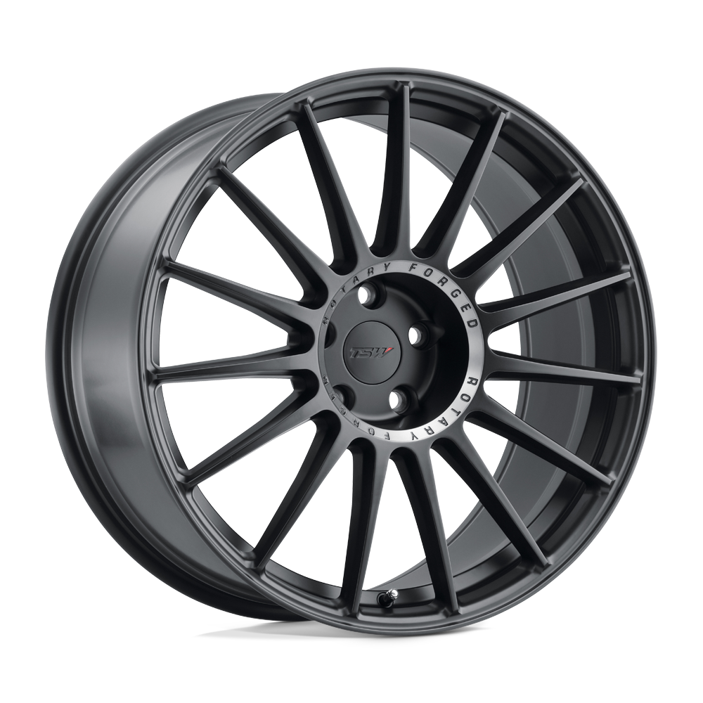 ~(24 lbs. 20X20X11)~ TSW PADDOCK 18x9.5 5/112 ET39 CB66.56 SEMI GLOSS BLACK W/MACHINED TINTED RING