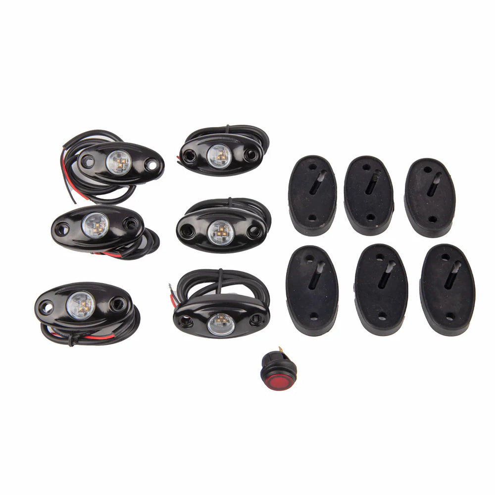 LED OVAL BOAT LIGHT KIT BLK. AMBER LED 6PK.
