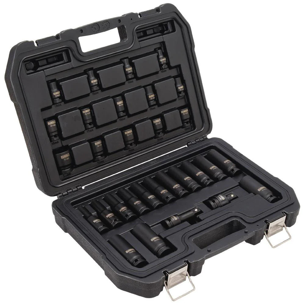 DEWALT IMPACT SOCKET SET COMBINATION SAE/MM 1/2IN DRIVE 30PIECE
