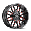 ~(40 lbs. 22X22X10)~ COGENT (8107) BLACK W/PRISM RED 20X9 8-165.1/8-170 0mm 130.8mm