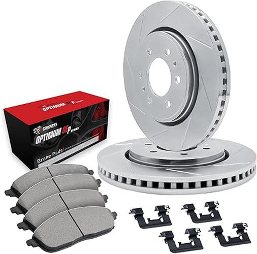 R1 Concepts Brake Rotors - Slotted - Silver w/ 5000 Oep Pads Hdw Fits Mazda B2600