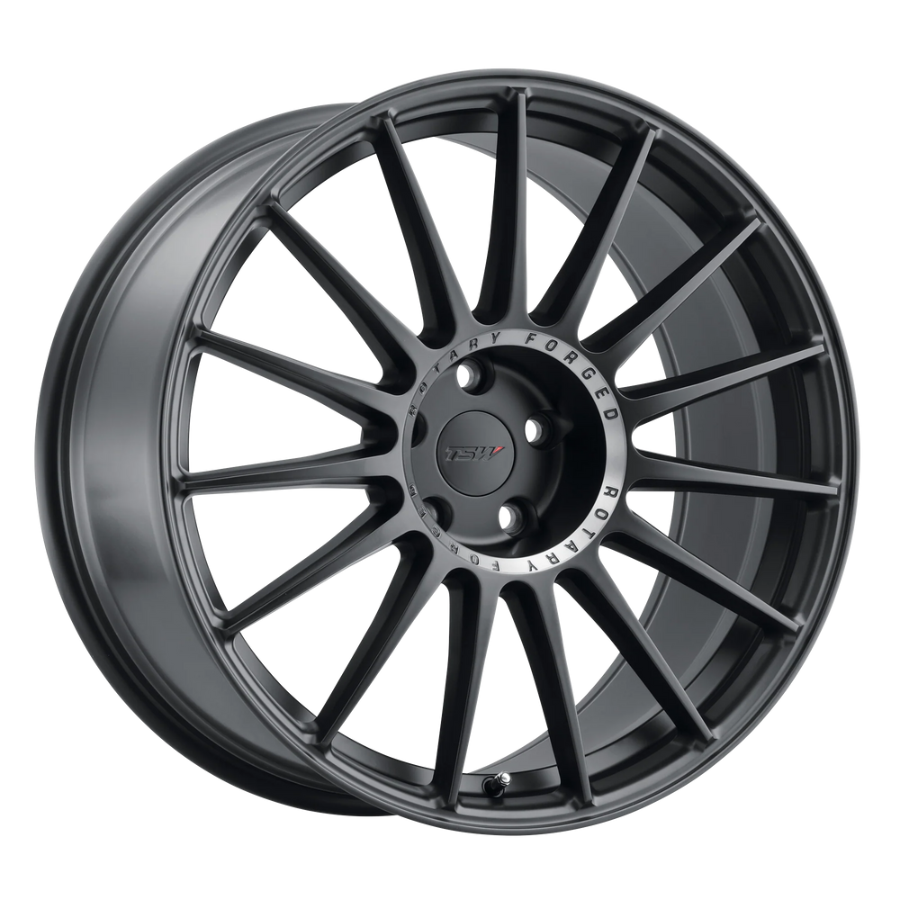 ~(24 lbs. 20X20X11)~ TSW PADDOCK 18x9.5 5/114.3 ET39 CB76.1 SEMI GLOSS BLACK W/MACHINED TINTED RING