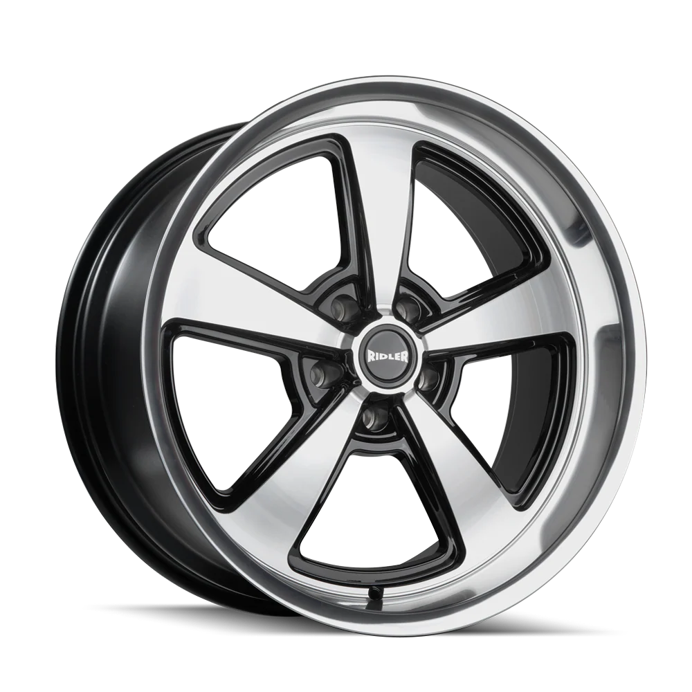 RIDLER 652 652 GLOSS BLACK WITH DIAMOND CUT FACE LIP 18X9.5 5-139.7 0MM 108.1MM