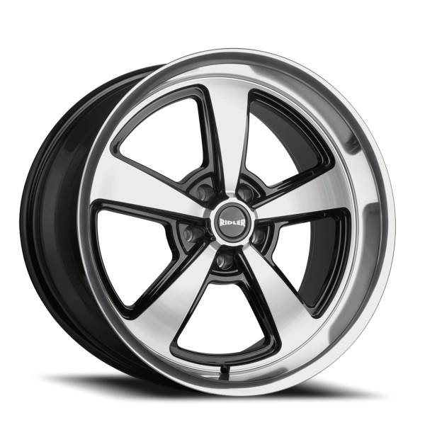 RIDLER 652 652 GLOSS BLACK WITH DIAMOND CUT FACE LIP 18X9.5 5-114.3 0MM 83.82MM