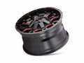 ~(38 lbs. 20X20X10)~ WARRIOR (8015) BLACK W/PRISM RED 18X9 6-135/6-139.7 18mm 106mm