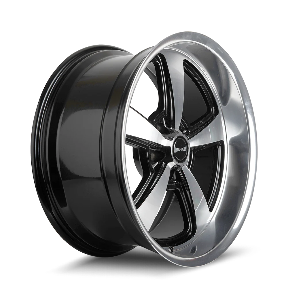 RIDLER 652 652 GLOSS BLACK WITH DIAMOND CUT FACE LIP 18X9.5 5-127 0MM 83.82MM