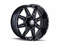 ~(40 lbs. 22X22X10)~ MONSTIR (8100) GLOSS BLACK/MILLED SPOKES 20X9 6-135/6-139.7 0MM 108MM