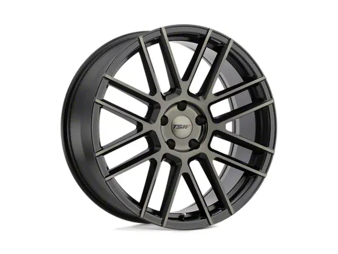 ~(30 lbs. 21X21X11)~ TSW MOSPORT 19x9.5 5/120 ET20 CB76.1 MATTE BLACK W/MACHINE FACE AND DARK TINT
