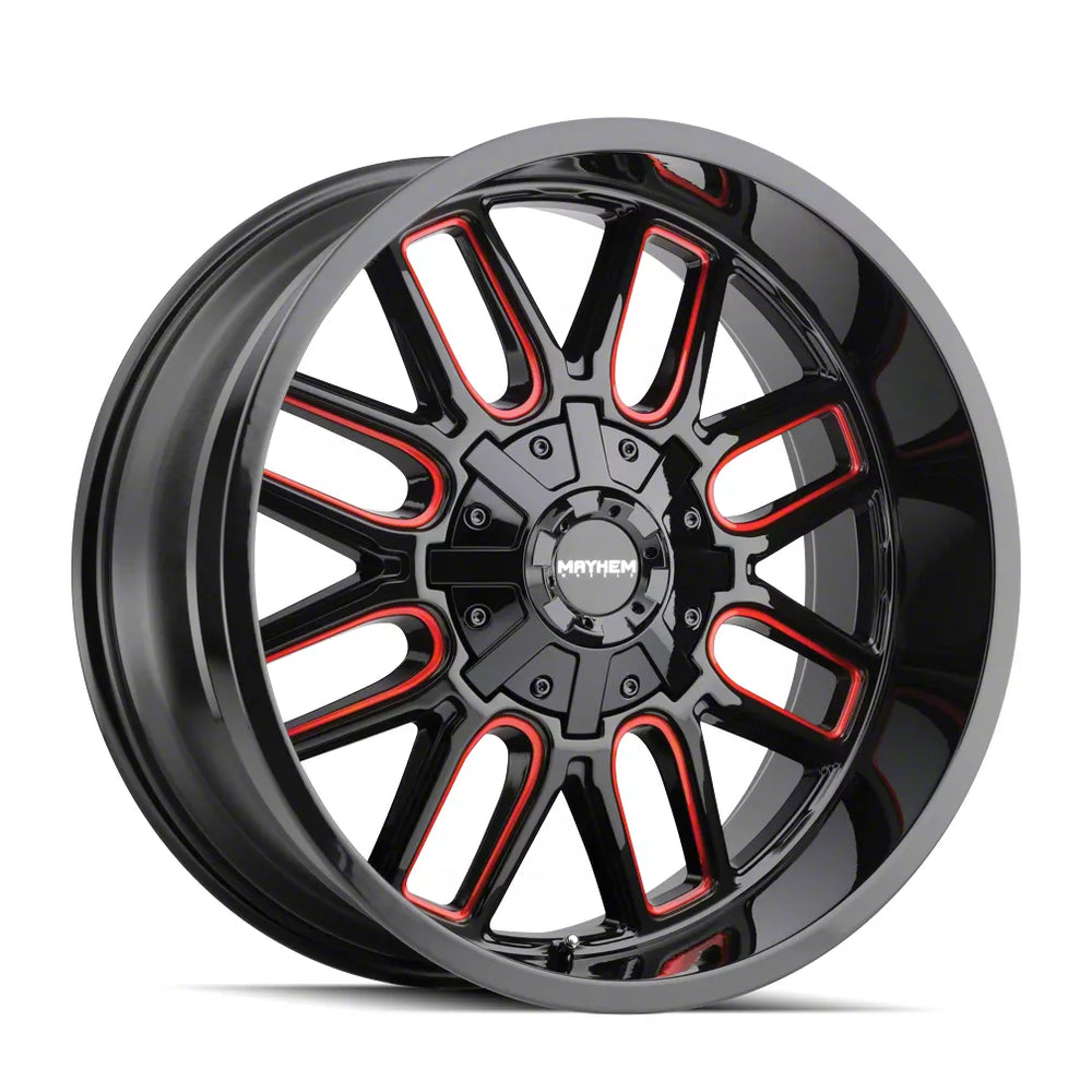 ~(36 lbs. 19X19X10)~ COGENT (8107) BLACK W/PRISM RED 17X9 5-127/5-139.7 -12mm 87.1mm