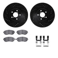 R1 Concepts Black Drilled Slotted Rotors with 5000 Oep Brake Pads Hdw Fits Saab 9-2X