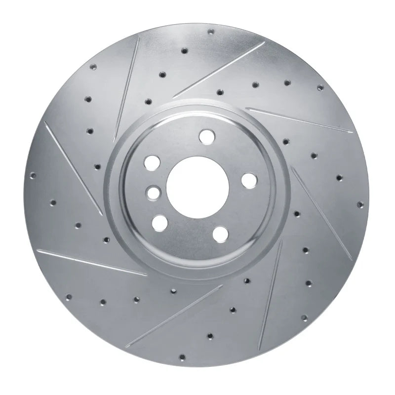 R1 17-25 BMW X6 Left Front Drilled & Slotted Silver Brake Rotor