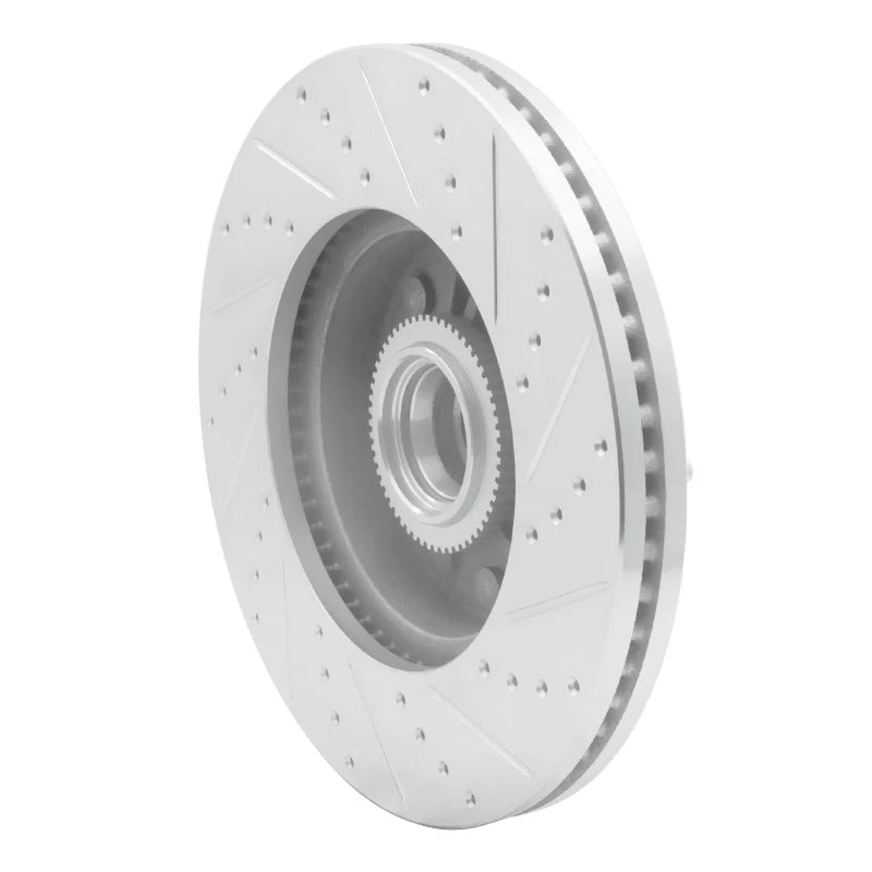 R1 04-06 Ford E-150 Front Left Drilled & Slotted Silver Brake Rotor