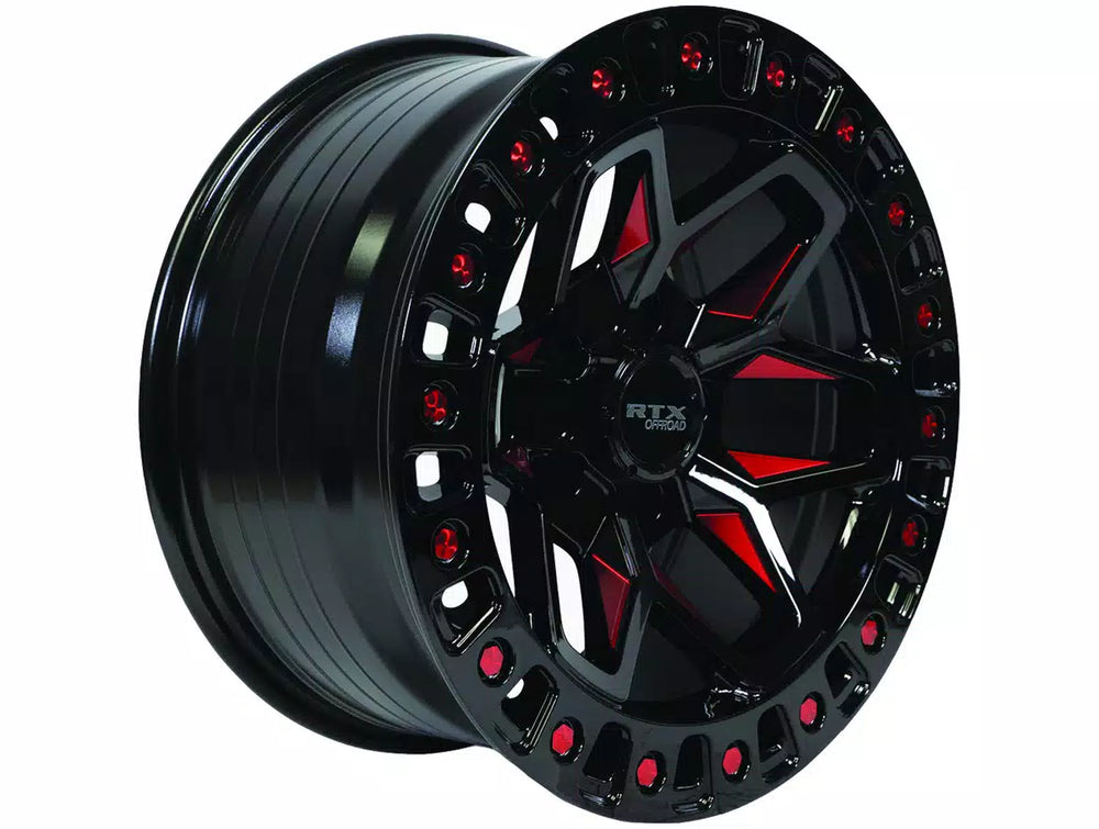 ZION 18X9 5X127 ET15 CB71.5 GLOSS BLACK MILLED RED