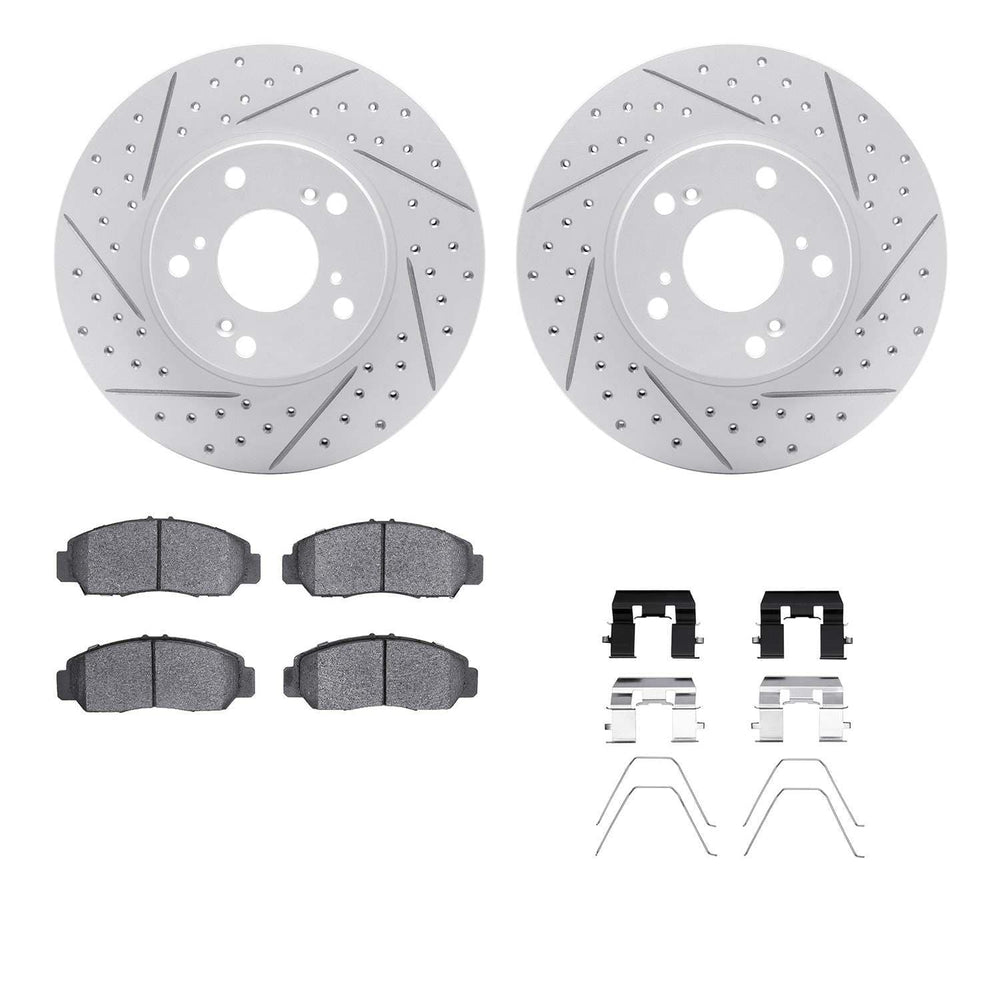 DFC 03-22 Acura CSX Front Drilled & Slotted Geoperformance Rotors 5000 Advanced Pads w/Hardware