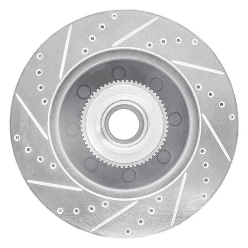 R1 Concepts Brake Rotor Drilled and Slotted Silver Fits Ford F-250