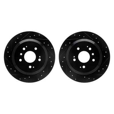 R1 16-25 Honda Passport Rear Drilled & Slotted Black Brake Rotor Set