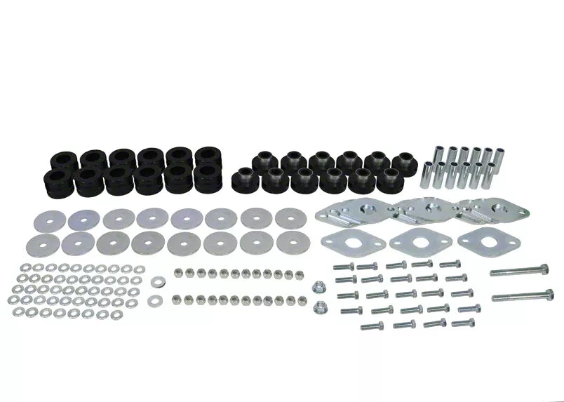Body mount - bushing 12 Shell Bushings 12 Bushings 12 Plates 12 Tubes 26 Bolts 2 Nuts 68 Washers Grease Install Guide