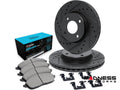 R1 E- Line Series Brake Rotor - D/S - Black w/ Ceramic Pads Hdw Fits Fiat 500