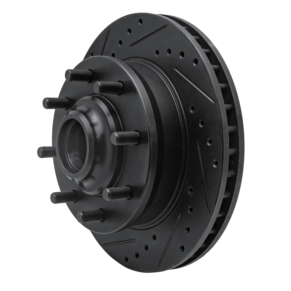 R1 71-95 Chevrolet P20 Front Left Drilled & Slotted Black Brake Rotor