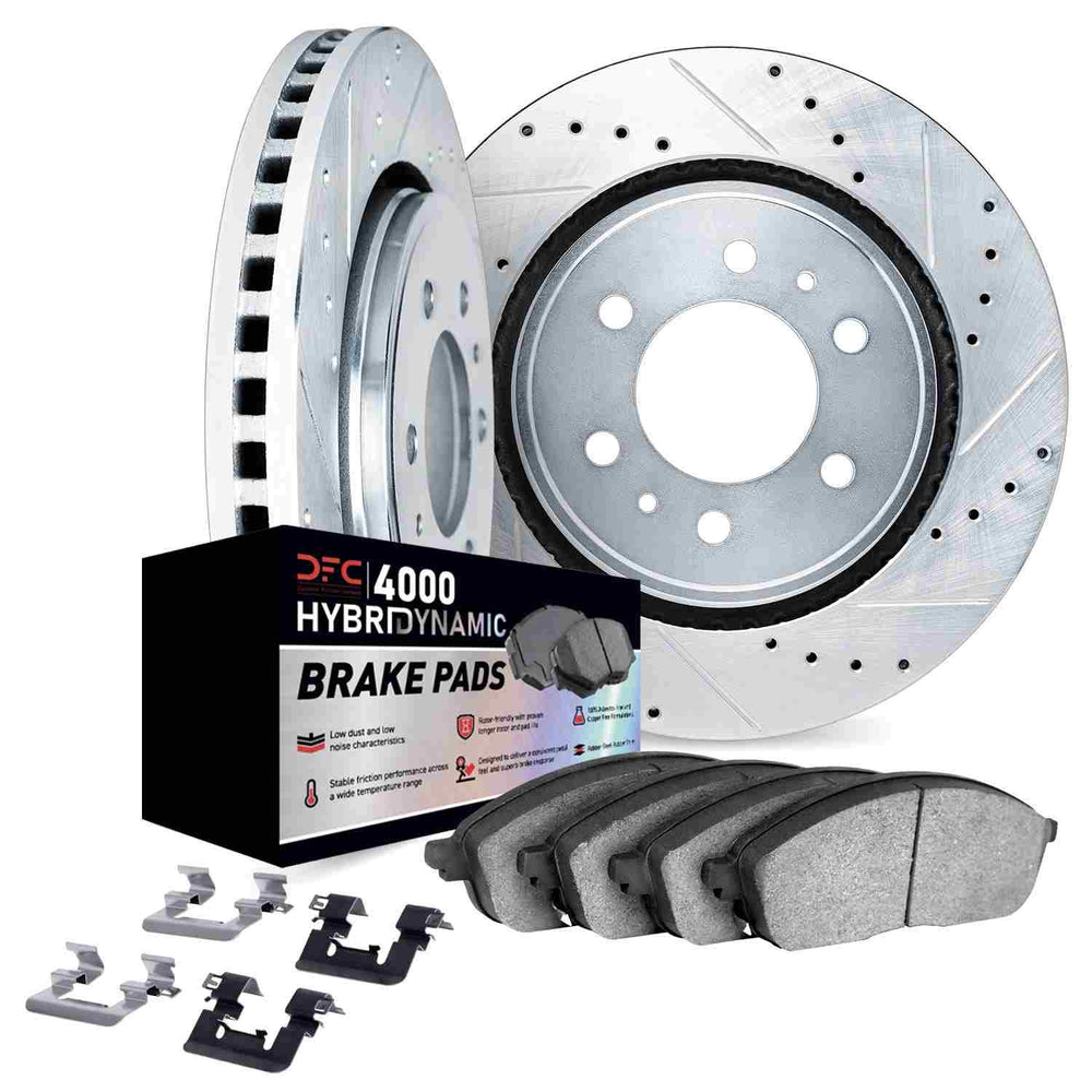 DFC 71-91 Chevrolet V10 Front Drill/Slot Silver Rotors 4000 HybriDynamic Brake Pads w/Hardware