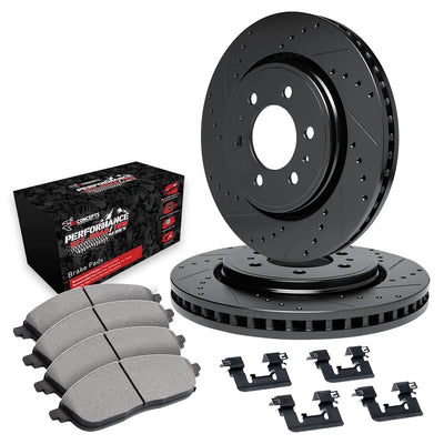 R1 10-24 Lexus GX460 Rear Drill/Slot Black Rotors w/Off-Road/Tow Pads