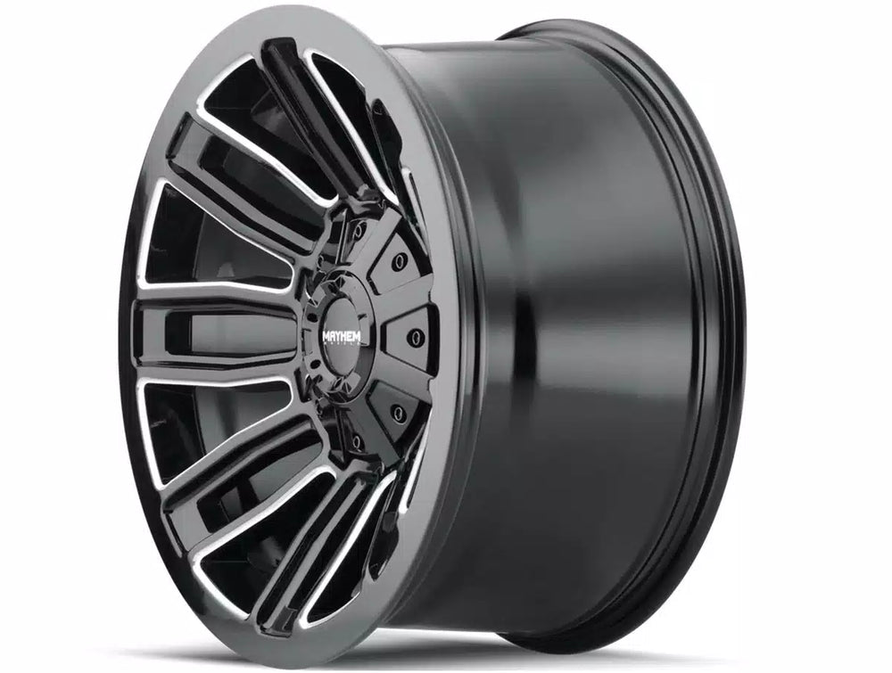 ~(44 lbs. 22X22X10)~ DECOY (8108) GLOSS BLACK/MILLED SPOKES 20X9 8-180 18mm 124.1mm