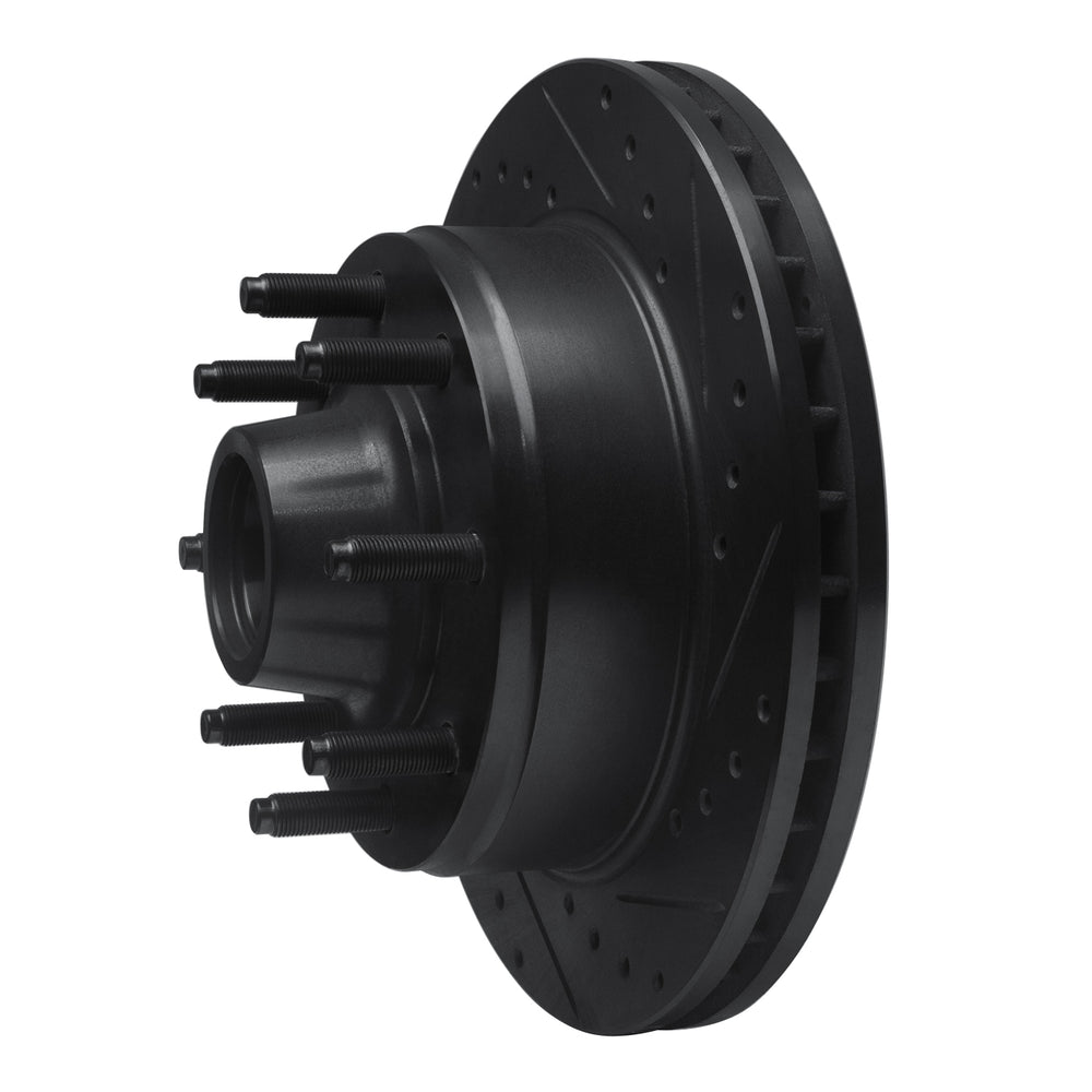 R1 80-85 Ford E-250 Econoline Club Wagon Front Right Drilled & Slotted Black Brake Rotor