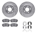 R1 Concepts Silver Drilled Slotted Rotors with 5000 Oep Brake Pads Hdw Fits Hyundai Elantra