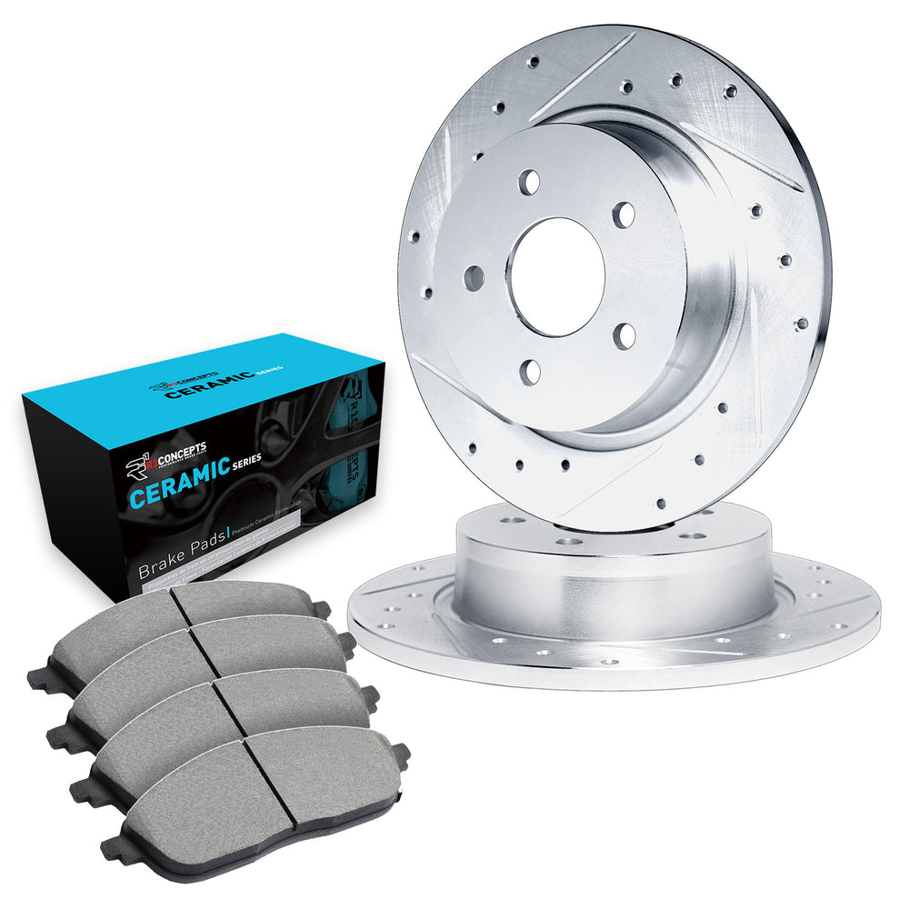 R1 E- Line Series Brake Rotor - D/S - Silver w/ Ceramic Pads Fits Toyota Corolla
