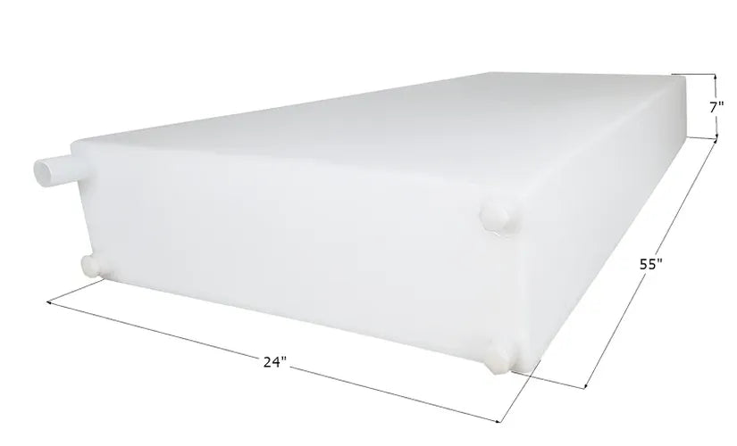 FRESH WATER TANK WT3594 55 X 24 X 7 38 GAL W/ .5IN FITTINGS