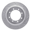 R1 11-22 Ford F-350 Super Duty 4WD Rear Right Drilled & Slotted Silver Brake Rotor